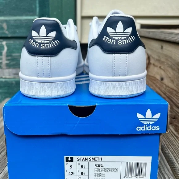 Adidas Stan Smith Sneakers - White/Navy - Men’s Size 9 - Picture 10 of 12